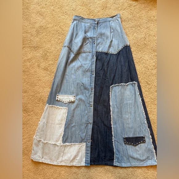 John Richmond Dresses & Skirts - Denim Patchwork Maxi Skirt John Richmond Italy Sz S